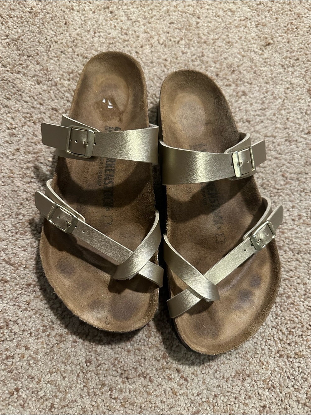 Birkenstock Mayari Metallic Gold Single-Buckle Slide Sandal